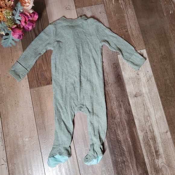 Cloud Island Sage Green Baby Waffle Knit One Piece Footie Size 3-6M NWOT - Picture 13 of 14